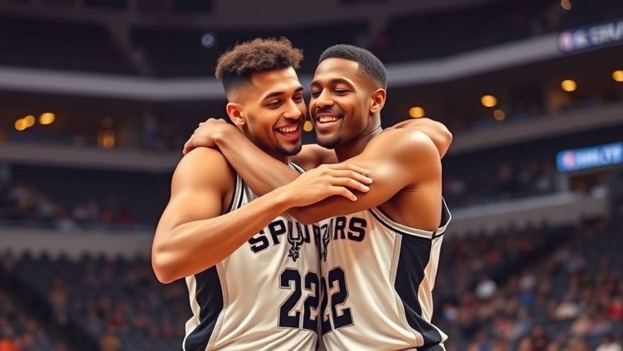 Dynamic embrace of San Antonio Spurs players showcasing the energy of basketball strategy.