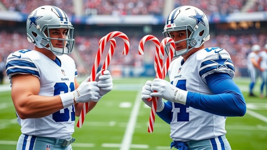 Dallas Cowboys players embracing holiday festivities with candy canes.