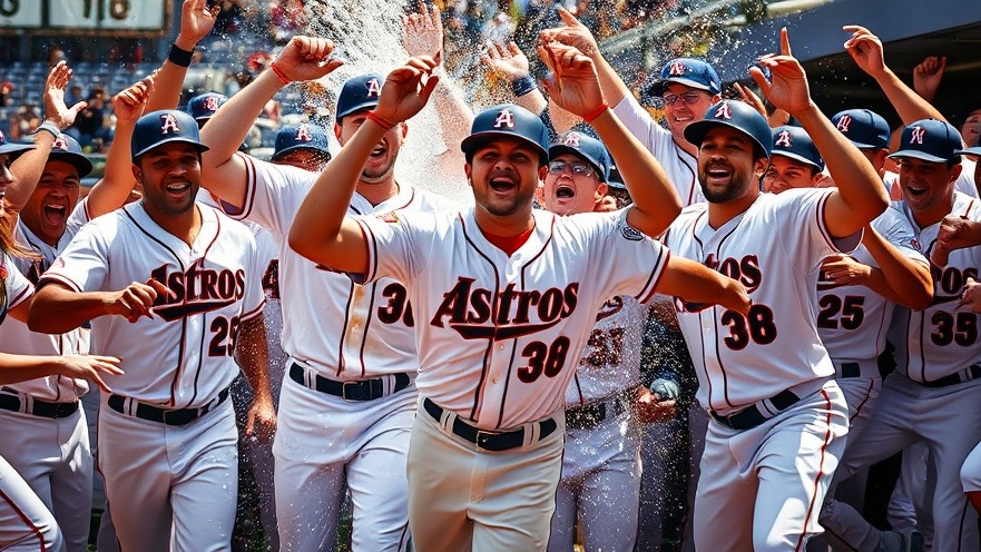 Astros celebrate a no-hitter with dynamic energy and vibrant colors.