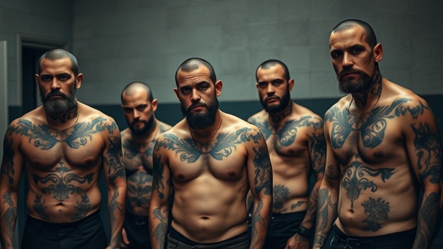 MS-13 gang members in El Salvador prison, highlighting US immigration policy impacts.