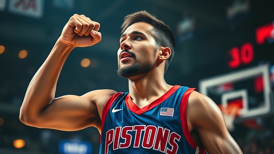 Triumphant NBA player celebrates victory in dramatic lighting with local game results.
