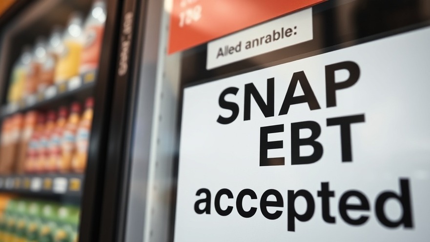 Close-up of a SNAP EBT accepted sign near a vending machine, showcasing Texas SNAP requirements.