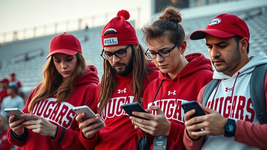 Close-up of passionate Houston Cougars fans at TDECU Stadium during a Big 12 football night game.