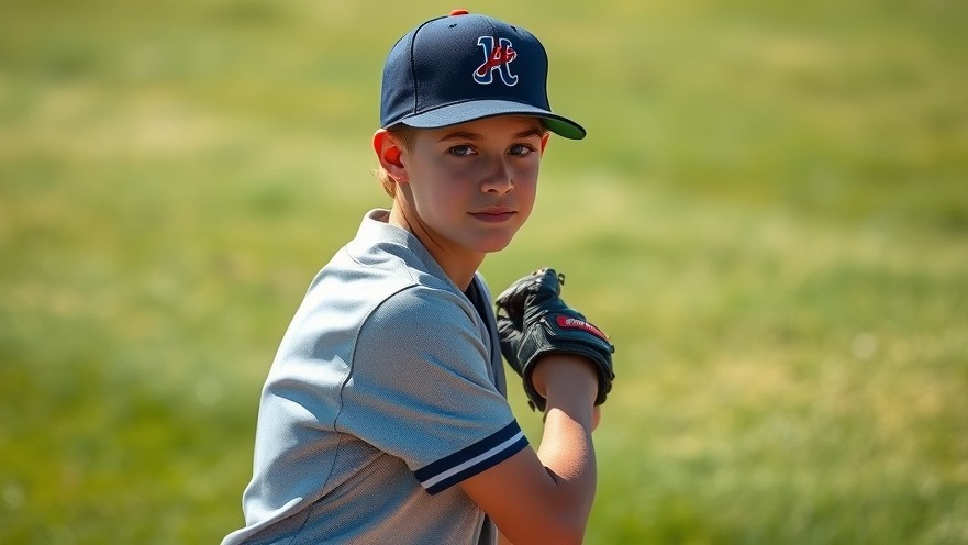 Youth baseball player poised to pitch, showcasing sportsmanship and dynamic focus.