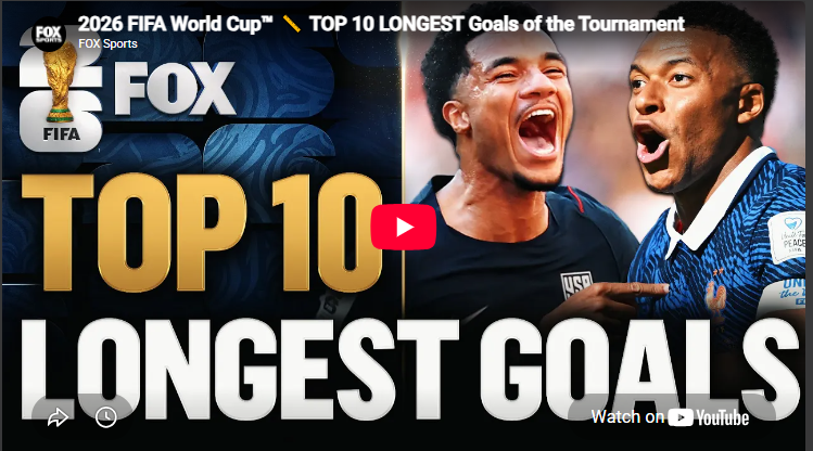 2026 FIFA World Cup™ top 10 longest goals celebration image.