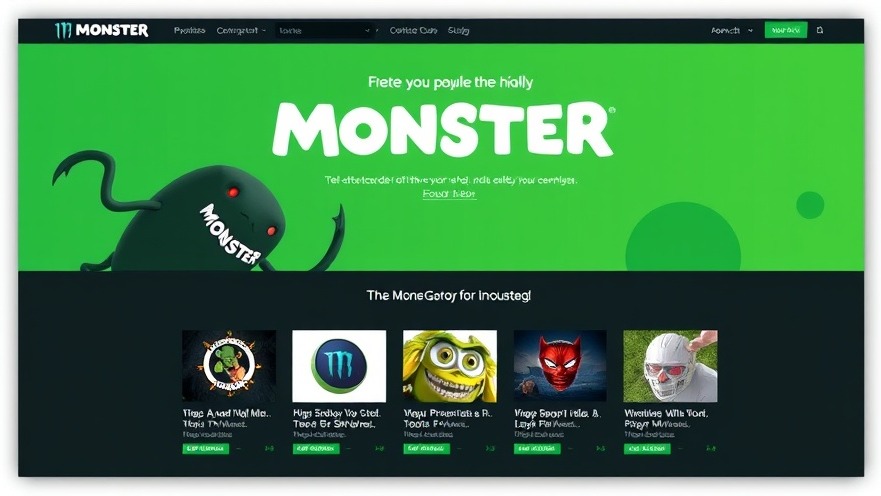Monster.com homepage showcasing job recruitment sector updates for job seekers amid bankruptcy filing and job market changes.