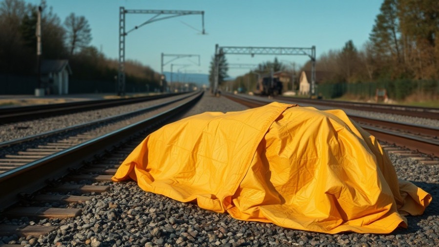 San Antonio train accident scene with covered body near tracks, highlighting pedestrian safety.