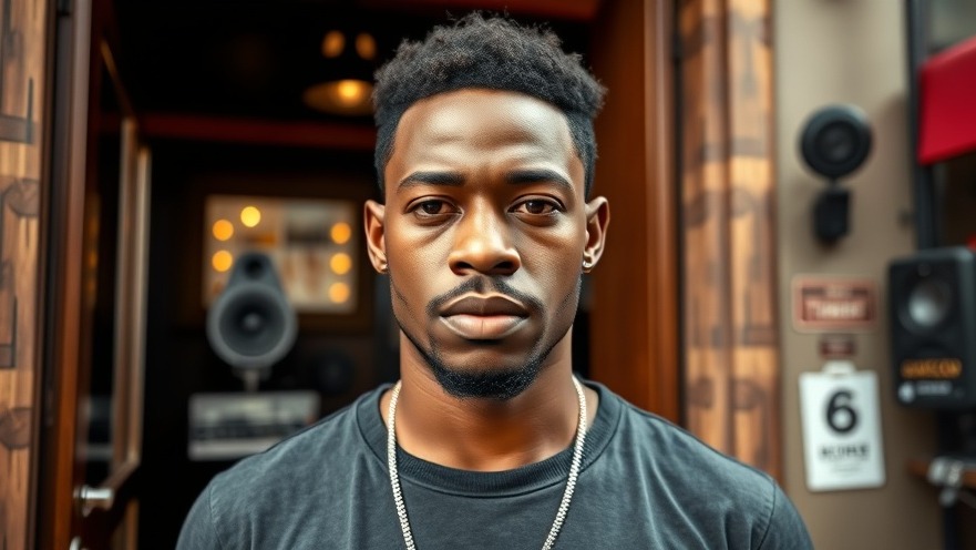 Young man outside a recording studio, showcasing Dallas breaking news vibes.