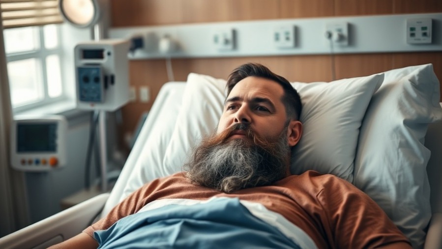 Bearded Afghan immigrant in hospital bed highlighting public safety and community integration.