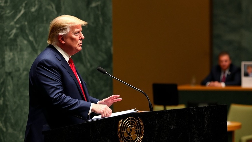 Trump addressing the UN General Assembly on U.S. foreign relations and global cooperation.