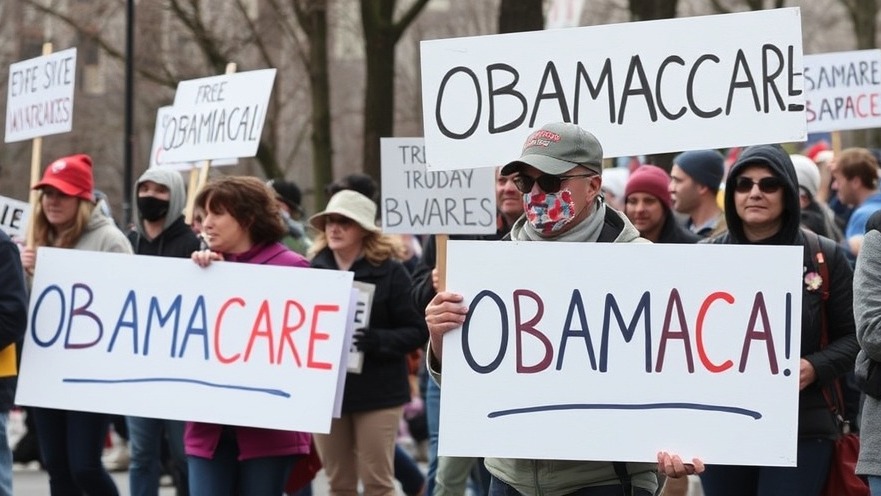 Protesters with 'OBAMACARE' signs rallying against Texans health insurance changes.