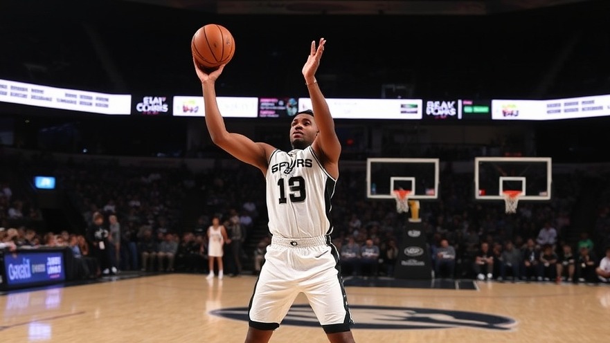 San Antonio Spurs player shooting from half court in NBA game recap.