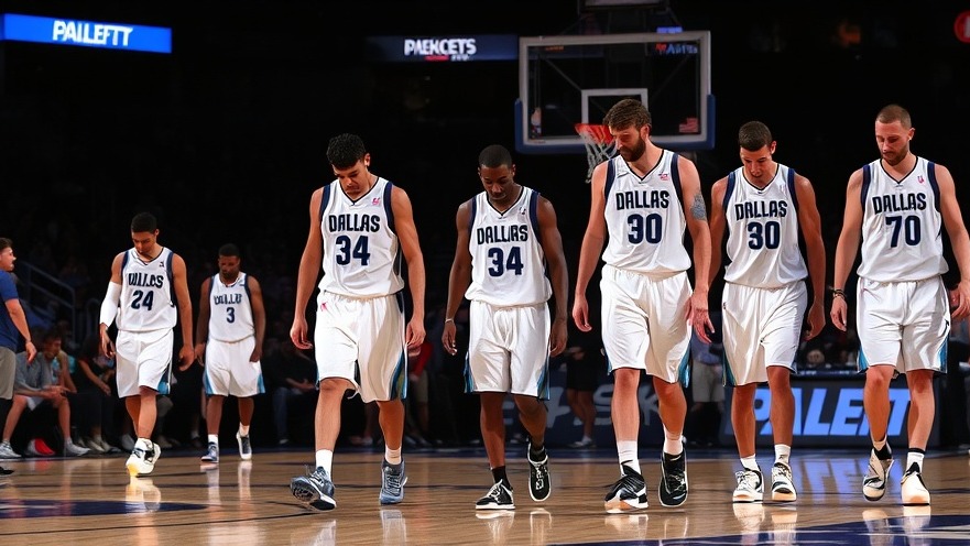 Dallas Mavericks roster in white jerseys walking off court, showcasing dejection in Dallas sports news.