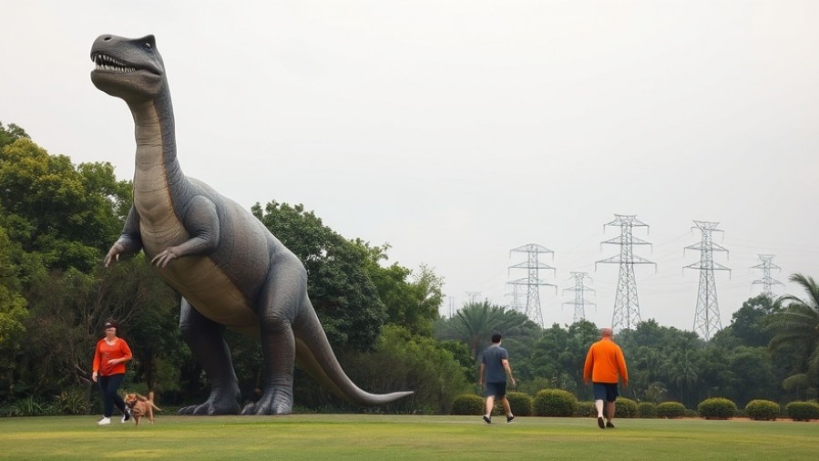 Couple with dog at Dinosaur Valley State Park, Texas, amid Oncor transmission lines.