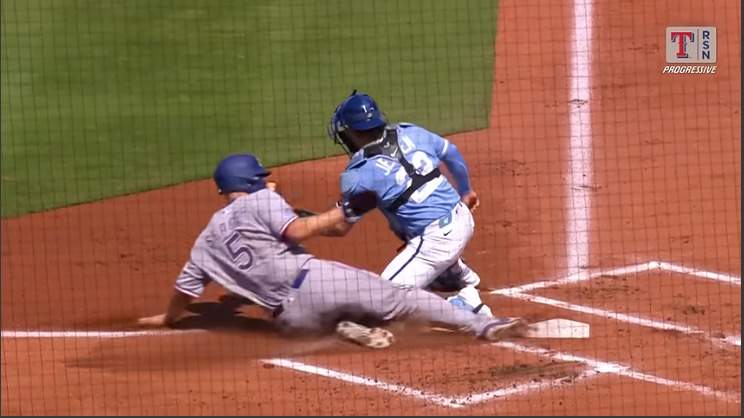 Rangers vs Royals Game Recap with player celebrating victory.