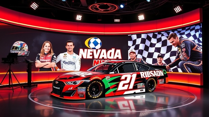 Dynamic NASCAR display featuring Kyle Busch and Nevada sports icons.