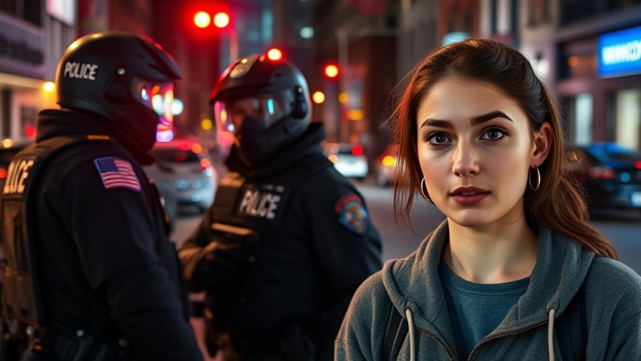 Intense police scene highlighting the impact of school shootings on mental health.