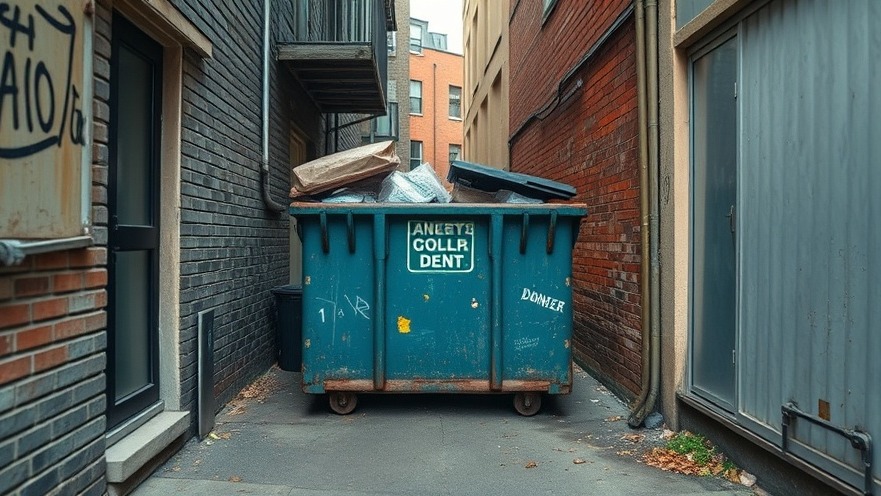 A dumpster in an alleyway highlighting child abandonment issues and the need for community support.