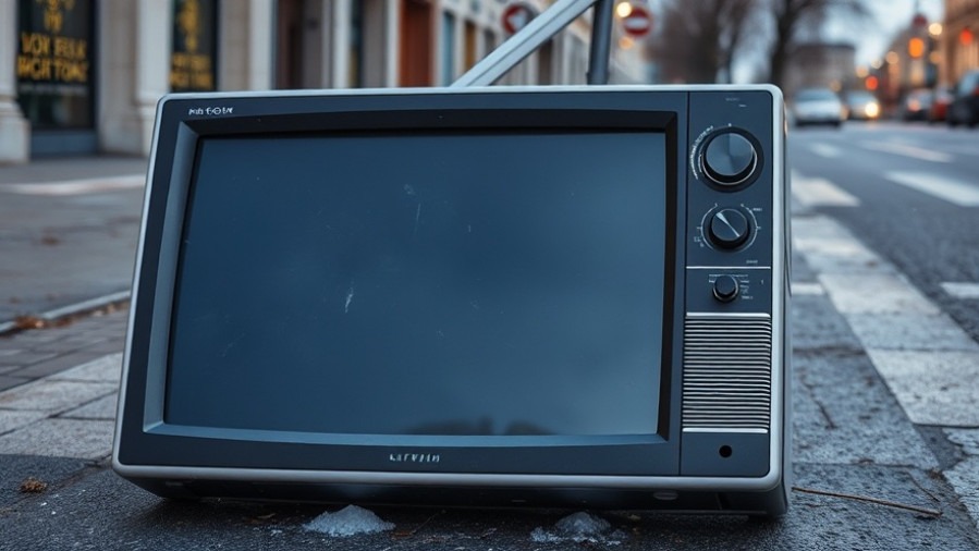 Broken TV on street symbolizing public safety concerns in Houston's crime rates.