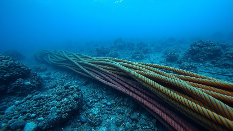 Thick undersea cables on the seabed, vital for consumer technology in Austin.