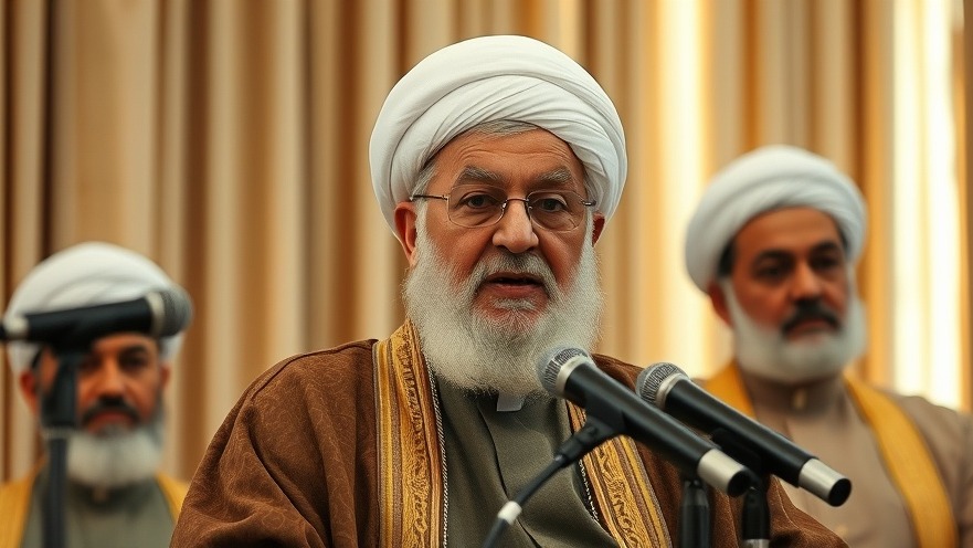 Elderly ayatollah discussing Iran regime change in a soft-lit indoor setting.