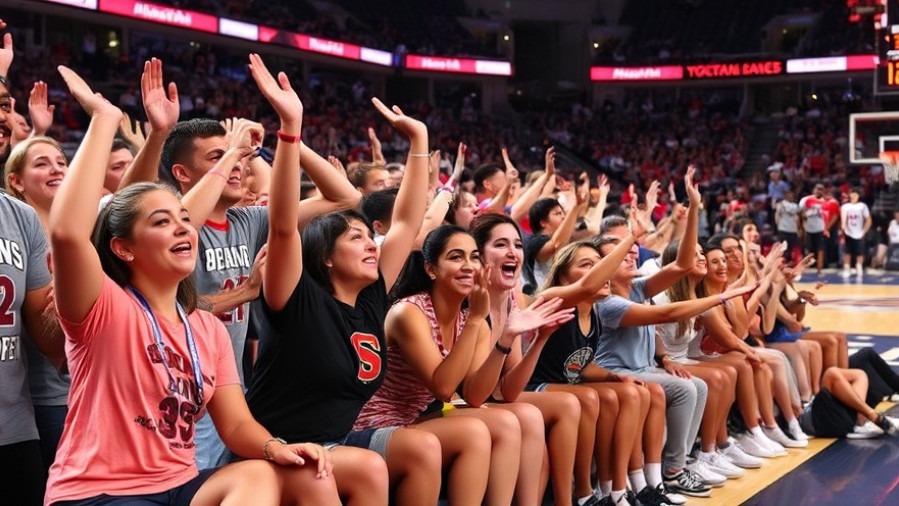Cheering fans courtside at an NBA game highlights excitement and key plays.