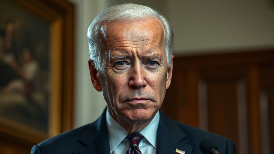 Sullen Joe Biden in a wooden decor setting, reflecting immigration policy USA concerns.