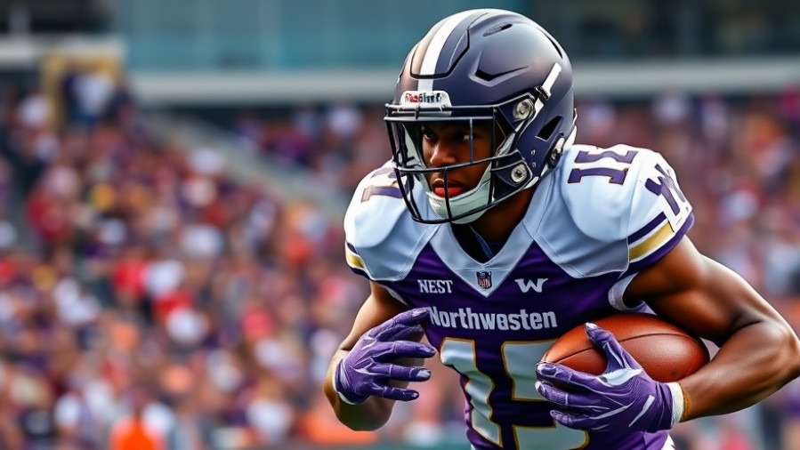 Northwestern Wildcats player in action during GameAbove Sports Bowl, capturing a college football victory.
