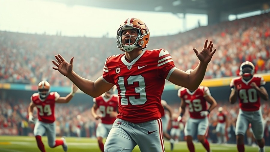 Celebrating SEC Championship football player in vibrant Atlanta sports culture.