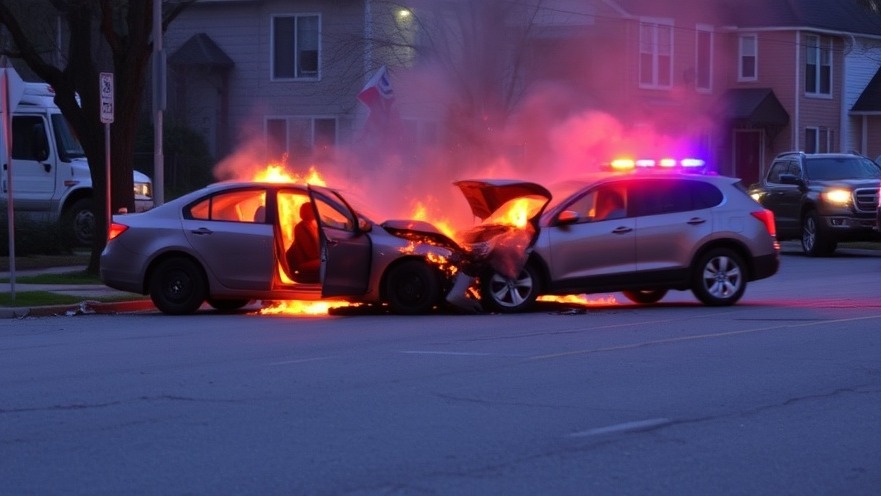 Fiery 2-vehicle crash in Austin, highlighting urgent traffic alerts and public safety news.