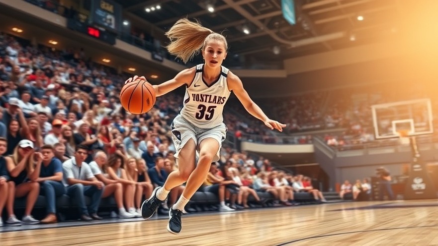 Dynamic white female player dribbles in stadium, showcasing Dallas Wings news and WNBA Rookie achievements.