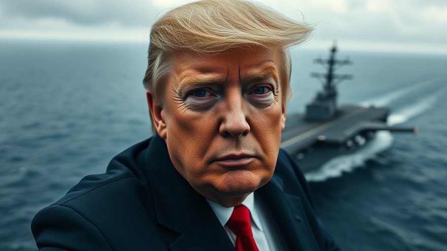 Trump's focused expression aboard a Navy carrier highlights current US breaking news.