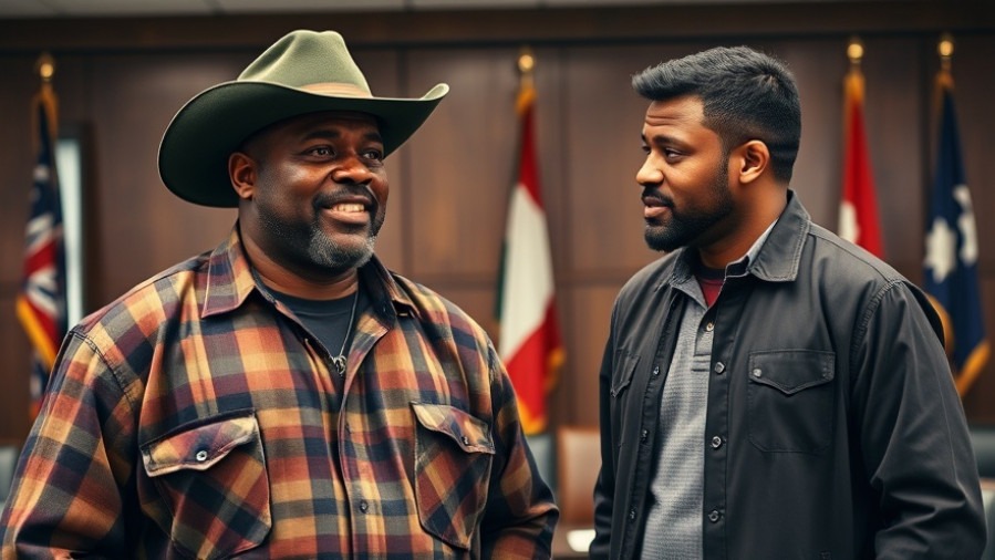 Shaquille O'Neal with a young man discussing mentorship in law enforcement.