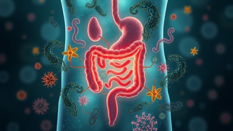 Conceptual image of gut microbiome illustrating mental wellness for seniors.
