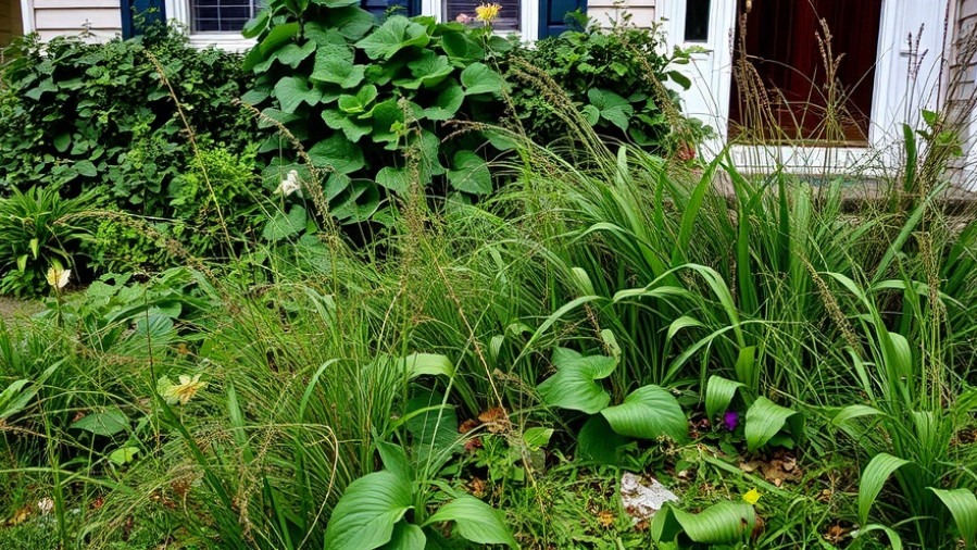 Overgrown weeds in front yard, highlighting nuisance enforcement task force efforts in Fort Worth neighborhood.