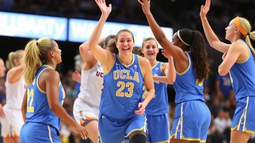 UCLA Bruins women's basketball team celebrates victory over Texas Longhorns in NCAA championship.