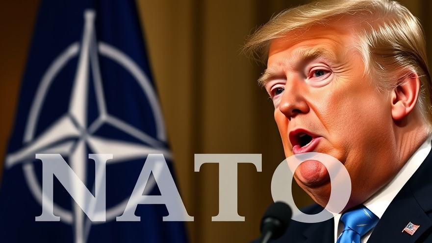 Trump delivering a speech on NATO financial contributions, vibrant colors, close-up shot.