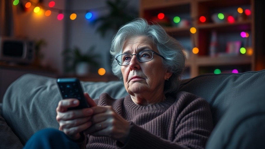 Thoughtful senior woman using mental health techniques for stress relief in a cozy environment.