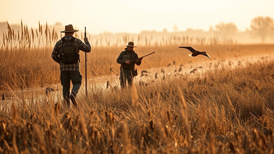 Duck hunters in the marsh, showcasing survival against odds in duck hunting stories.