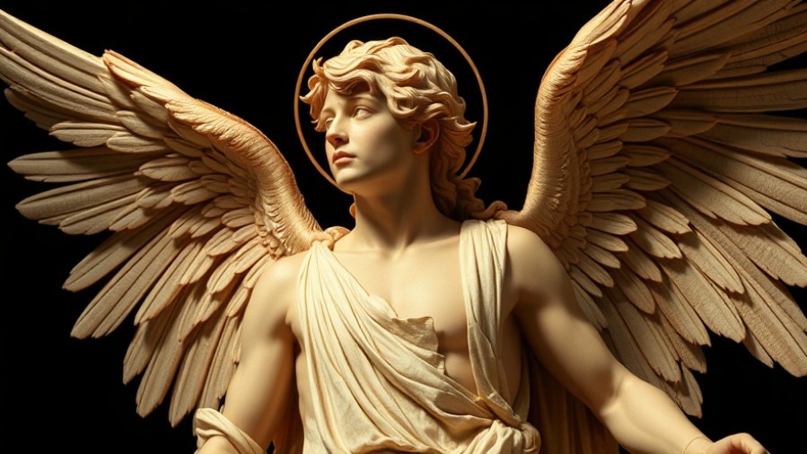 A striking image of a male angel representing the Austin lifestyle in film.