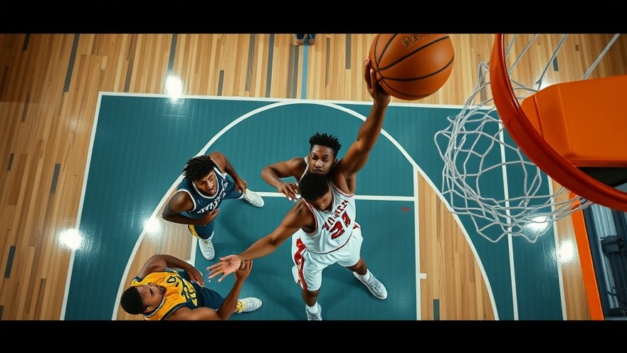 Dynamic basketball highlights capturing thrilling NBA moments from above.