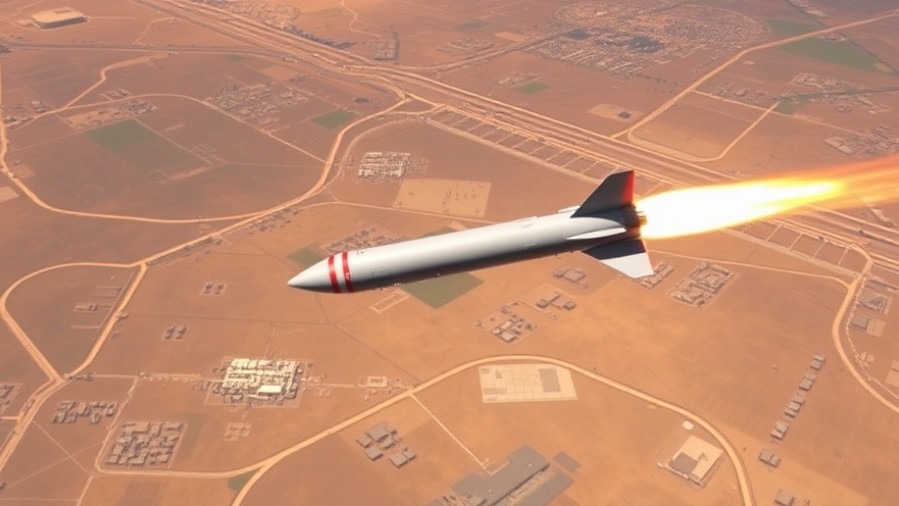 Cruise missile soaring over terrain amid U.S. foreign policy shifts in Ukraine conflict.