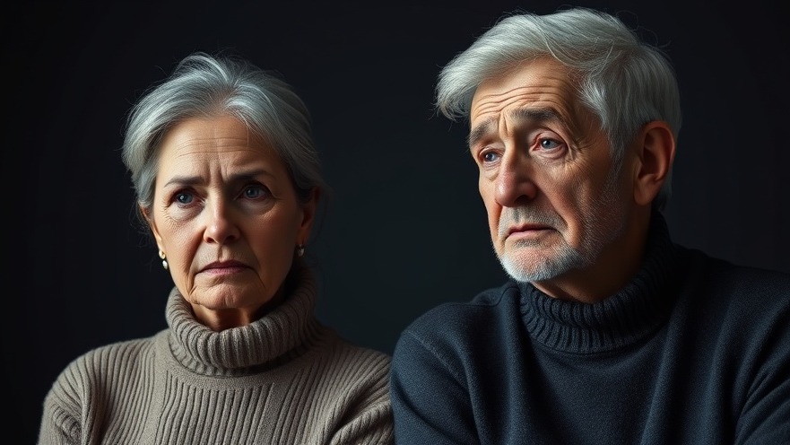 Older couple contemplating mental health techniques for anxiety and stress relief.