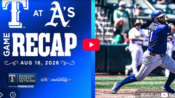 Rangers vs Athletics Game Recap 2026, baseball player swinging energetically