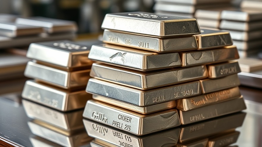 Stacked bars of silver on a desk, highlighting silver investment opportunities.