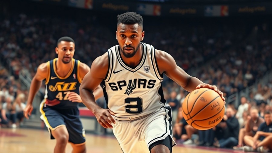 De'Aaron Fox performance in intense Spurs game, dribbling past Jazz opponent.