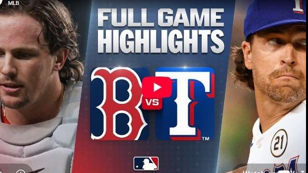 Texas Rangers vs Boston Red Sox game recap image with player.