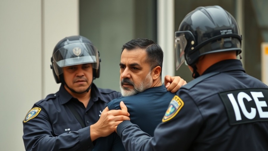 Hispanic man arrested by ICE officers, highlighting immigration news and border policy USA.