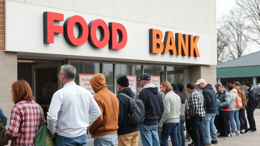 Line of people outside a food bank seeking SNAP benefits amid government shutdown
