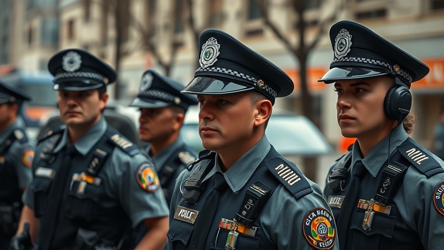 Lifelike police officers in San Antonio, reflecting public safety and collective bargaining.